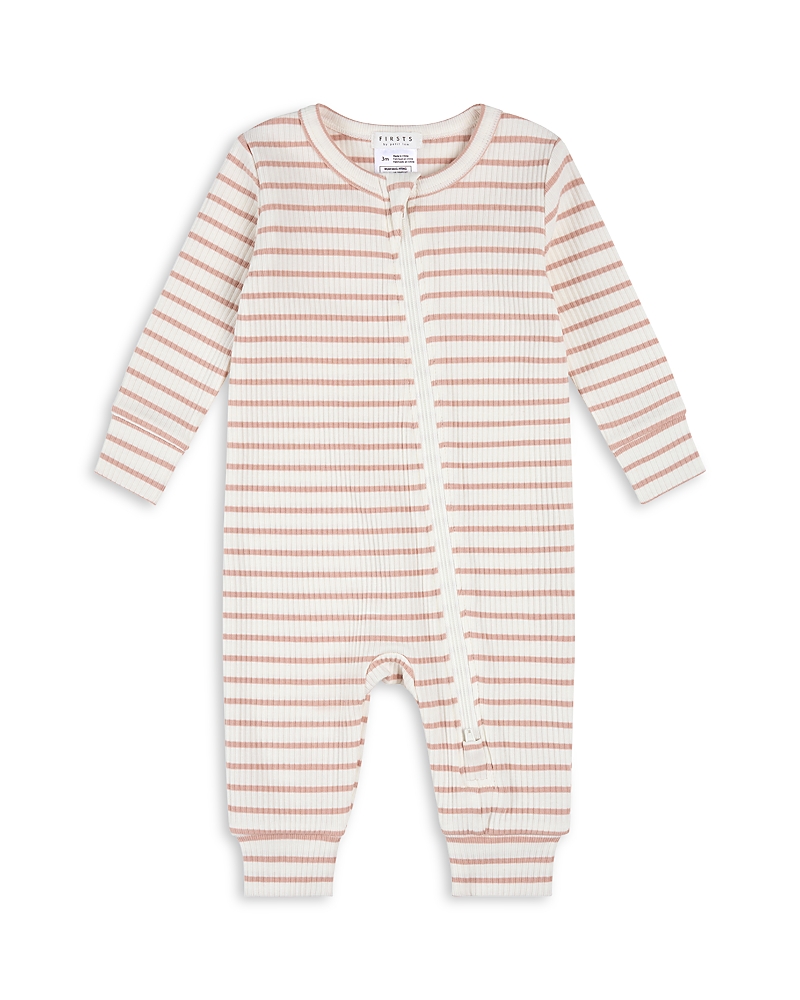 Firsts by petit lem Girls' Striped Knit Sleeper Coverall - Baby