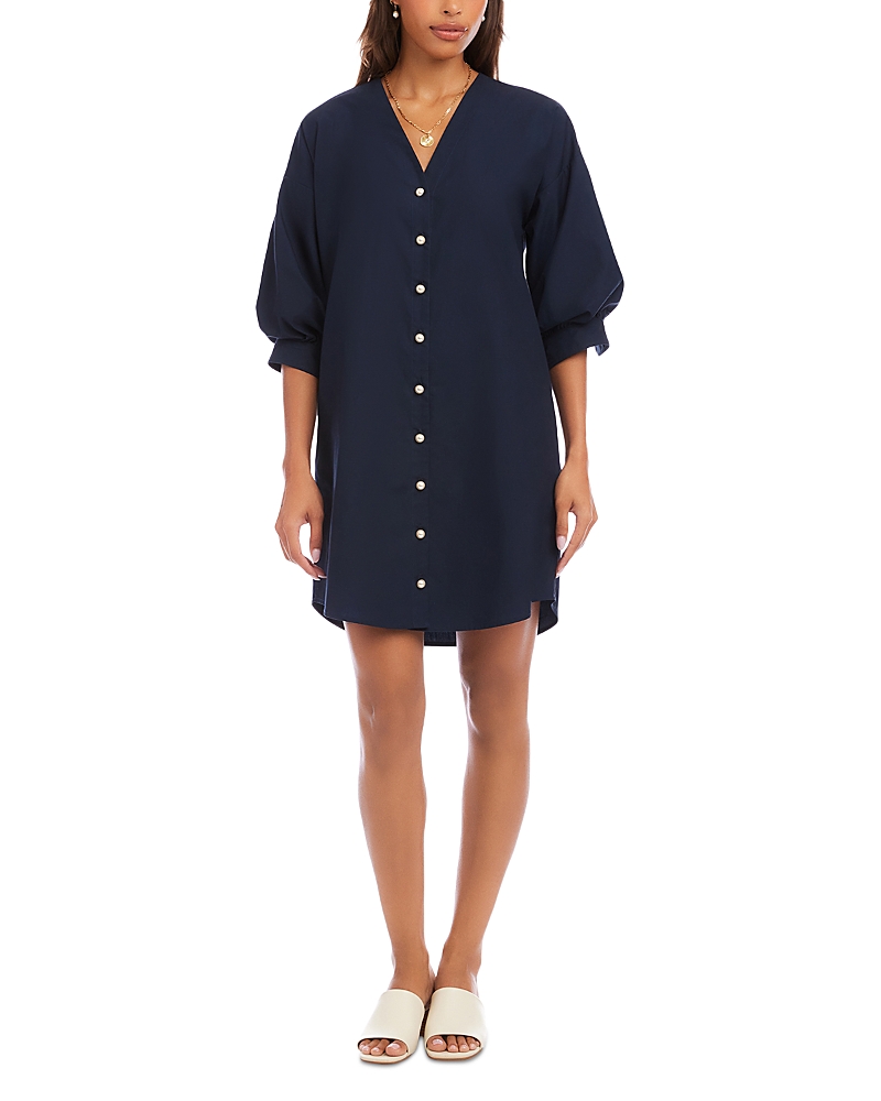 Karen Kane Lantern Sleeve Button Dress