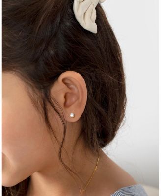 Girls' 14K Gold 4mm Genuine Diamond Studs Screw Back Earrings