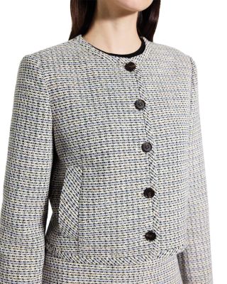 Crewneck Pocket Jacket in Striped Tweed