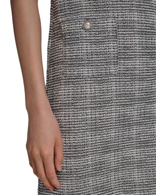 Flower Button Sleeveless Knit Tweed Sheath Dress