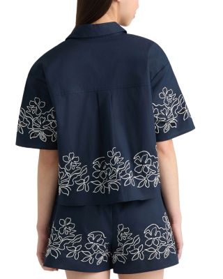 Embroidered Poplin Top