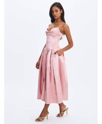  Tullia Satin Ruched Midi Dress
