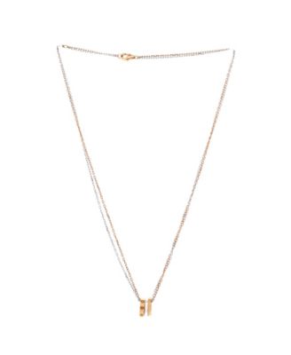  Love 3 Ring Pendant Necklace 18K Rose Gold and 18K White Gold with 6 Diamonds, 16"