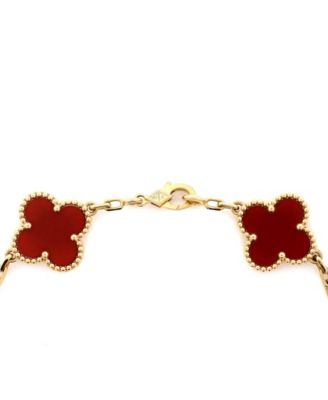  Vintage-like Alhambra 5 Motifs Bracelet 18K Gold and Carnelian