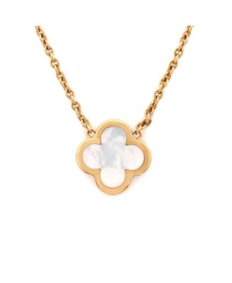  Pure Alhambra Pendant Necklace 18K Gold and Mother of Pearl, 16.25"