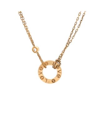  2 Diamonds Love Pendant Necklace 18K Gold and Diamonds, 16.25"