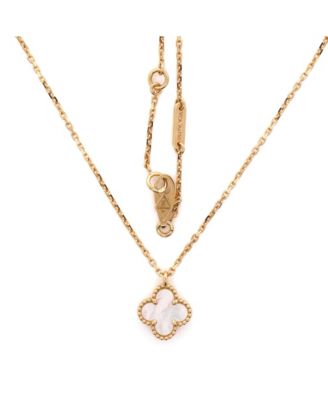  Sweet Alhambra Pendant Necklace 18K Gold and Mother of Pearl, 15.75"