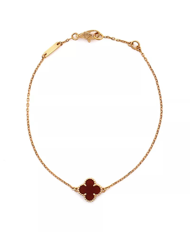 Pre-Owned Van Cleef & Arpels Sweet Alhambra Bracelet 18K Rose Gold and Carnelian