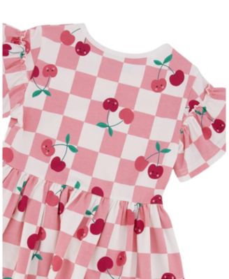  Girls' Organic Cotton Jersey Cherries Short Sleeve Dress - Big Kid