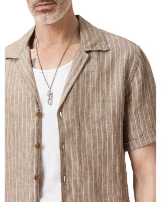 Gray Linen Extended Lapel Collar Shirt