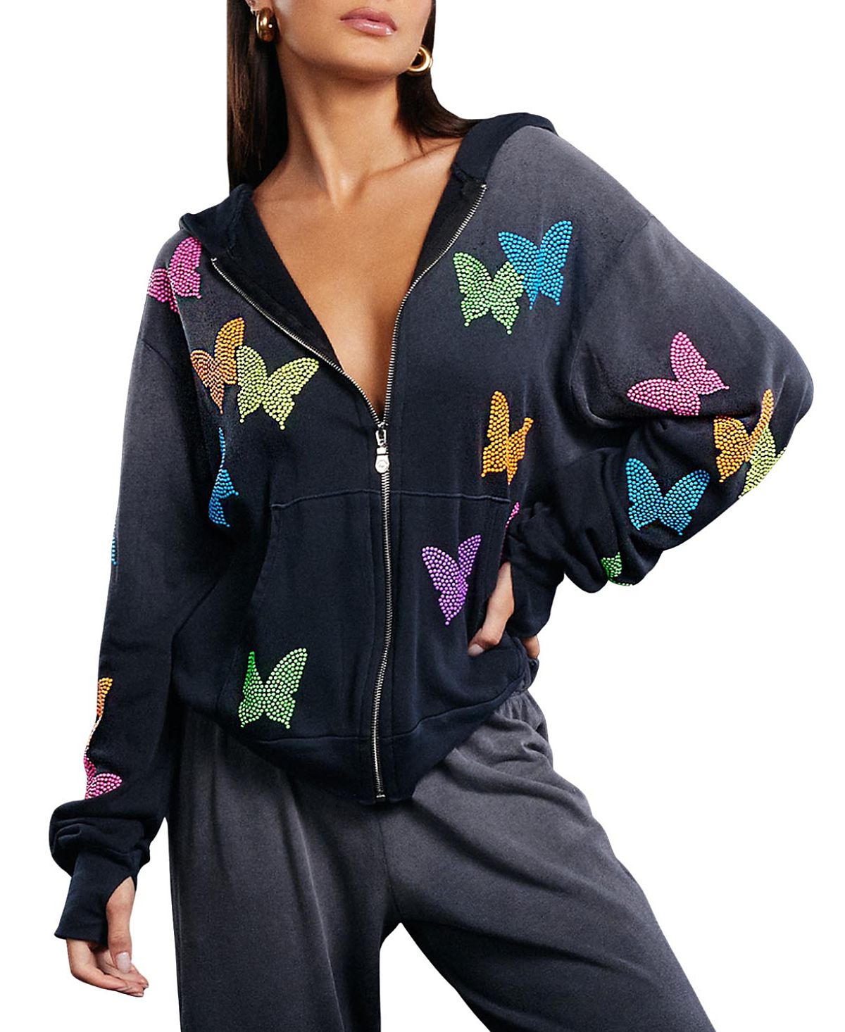 Lauren Moshi Hezly Neon Stud Butterflies Sweater