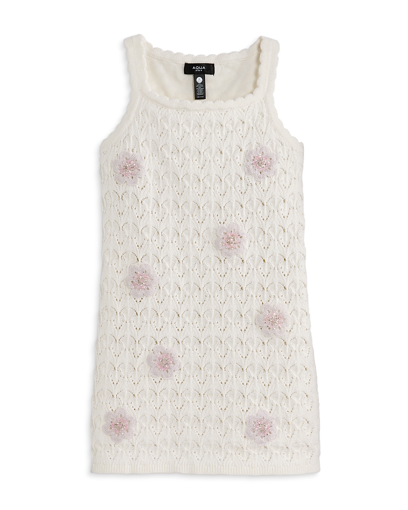 Aqua Girls' Flowers Dress, Big Kid - Exclusive In White