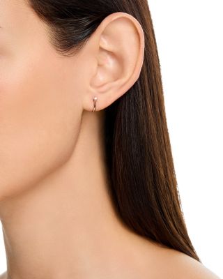 14K Yellow Gold Prong Diamonds J Hoop Earrings