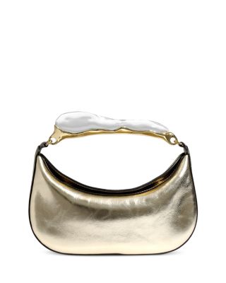 Water Stone Handle Leather Handbag