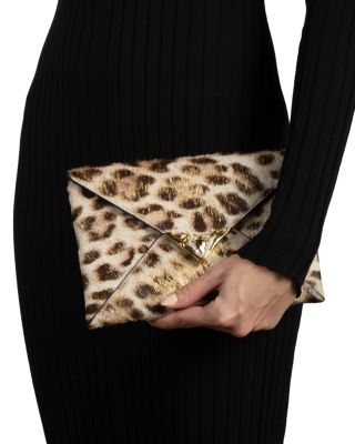 Leopard Print Calf Hair Envelope Clutch