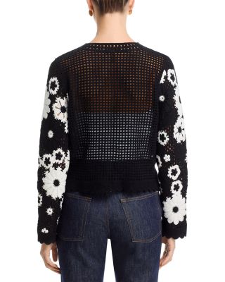 Crochet Flower Cardigan Sweater - Exclusive