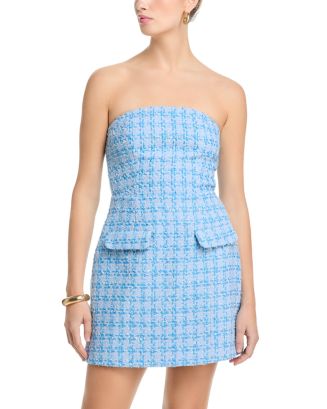 aqua pink tweed dress Aquazzura Barbie the Movie x Girls' Tweed Fit and Flare Dress, Big Kid