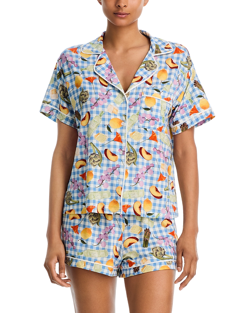 Aqua Notched Top & Shorts Pajama Set - Exclusive