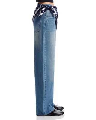 Sydnee High Rise Barrel Jeans with Scarf in Marina Wash