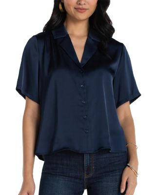 Short Sleeve Camp Collar Blouse