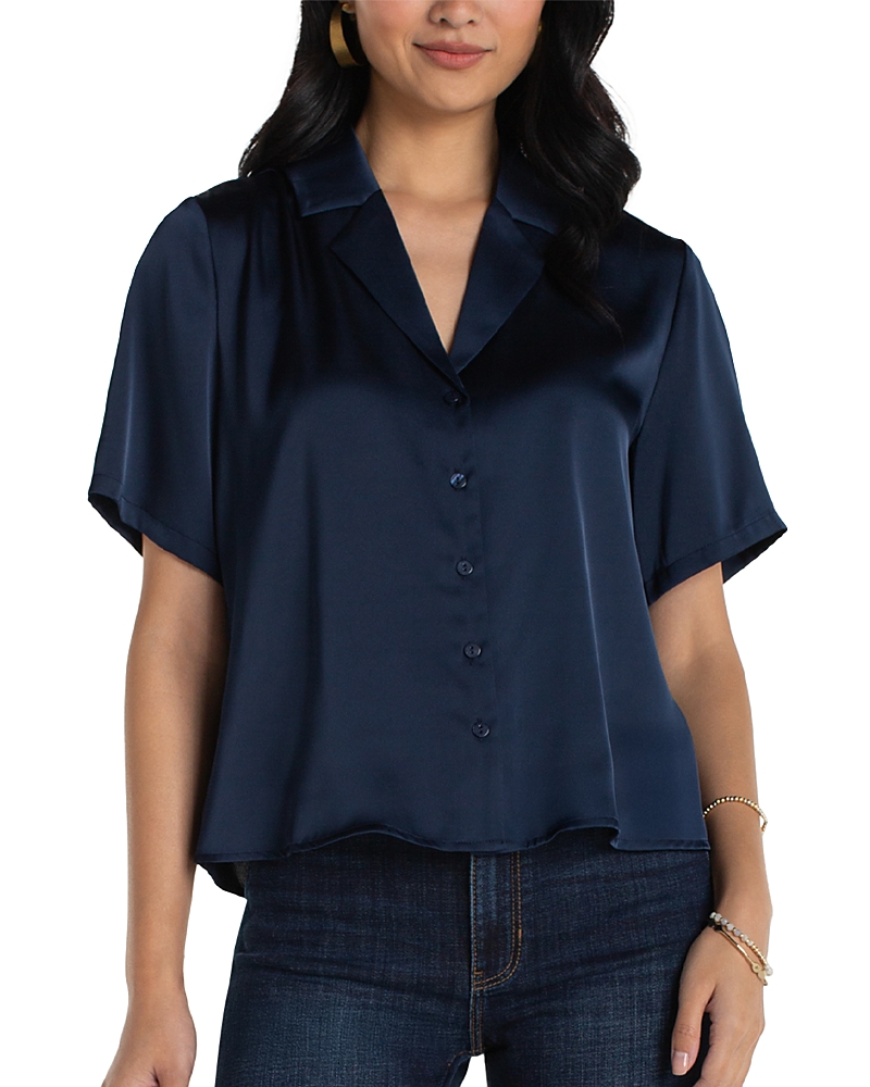 Liverpool Los Angeles Plus Short Sleeve Camp Collar Blouse