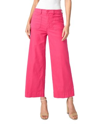 Crop Wide Leg Jeans in Bright Pink
