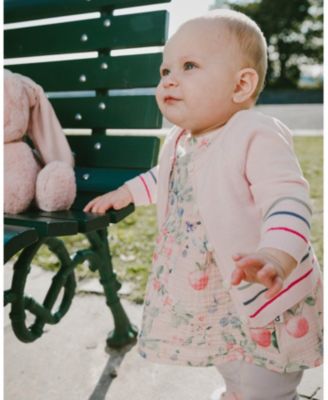 Girls' Cotton Knit Striped Button Front Cardigan - Baby