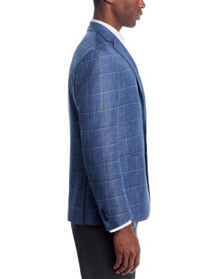 Loro Piana Fabric Wool, Silk, & Linen Windowpane Unstructured Regular Fit Sport Coat - Exclusive