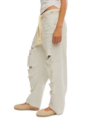 We The Free Moxie Low Slung Pull On Barrel Jeans in Sea Mist