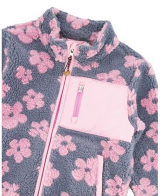 Girls' Sherpa Long Sleeve Flowers Jacket - Baby