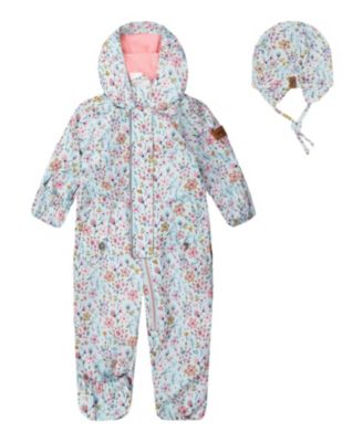 Girls' Mid-Season One-Piece Mini Flower Print Outerwear with Hat - Baby