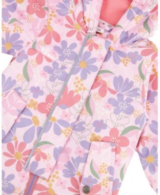 Girls' Mid-Season One-Piece Flower Print Outerwear with Hat - Baby