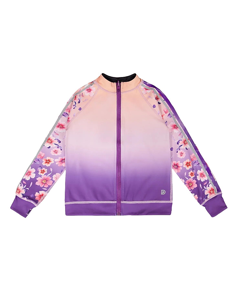 Deux par Deux Girls' Full Zip Reversible Gradient Athletic Cardigan - Little Kid