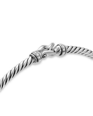 Micro Cable Flex&reg; Buckle Bracelet in Sterling Silver with Diamonds, 2.6mm