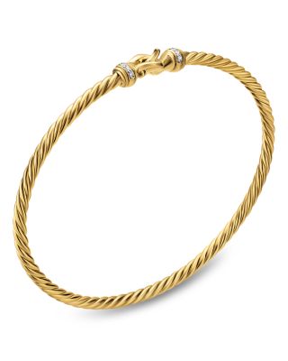 Micro Cablespira&reg; Flex Buckle Bracelet in 18K Yellow Gold with Diamonds, 2.6mm