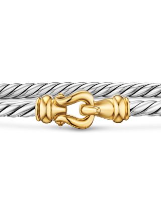 Micro Cable Flex&reg; Buckle Bracelet in Sterling Silver with 14K Yellow Gold, 2.6mm