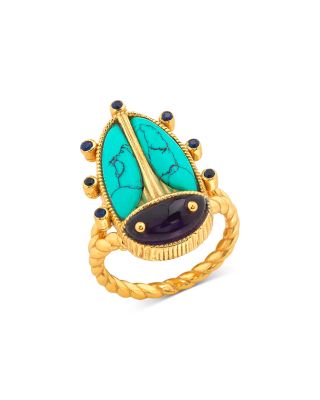 Amethyst & Turquoise Scarab Grande Ring