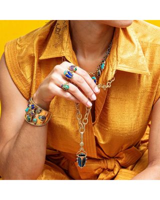 Turquoise & Lapis Lazuli Scarab Grande Ring