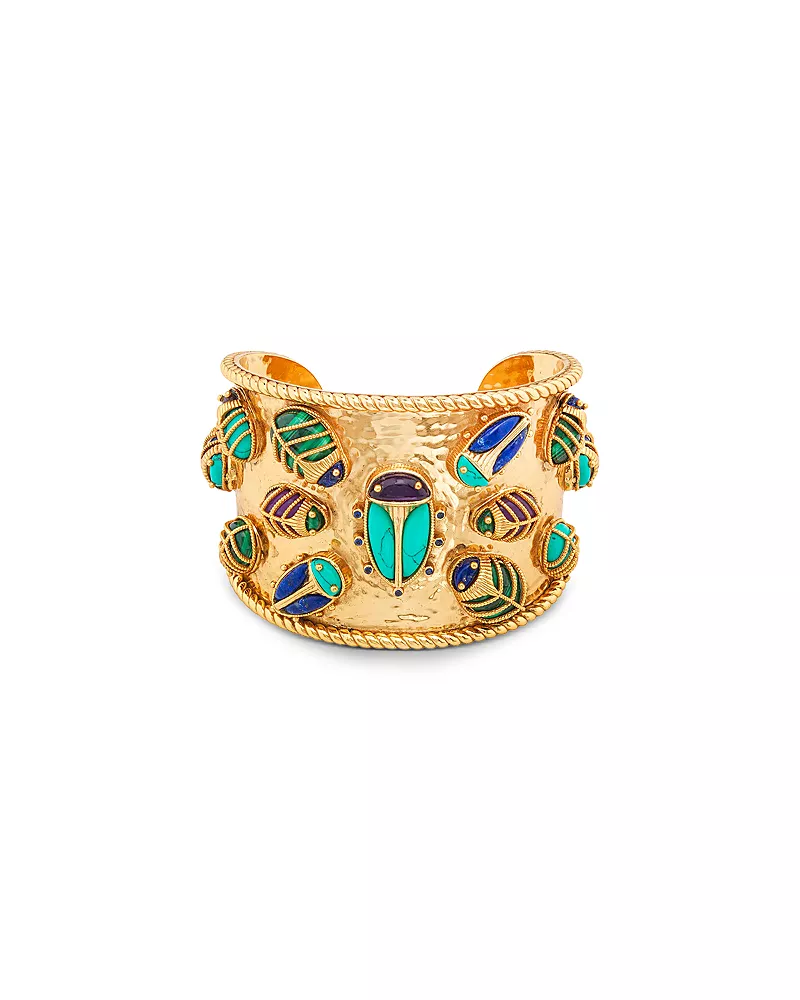 Capucine De Wulf Multi Gemstone Scarab Family Reunion Cuff Bracelet