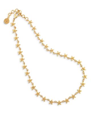 Jasmine Imitation Pearl Flower Collar Necklace, 16-18"