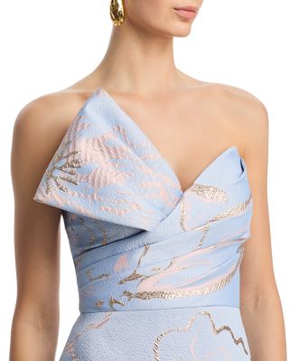 Metallic Jacquard Side Bow Gown