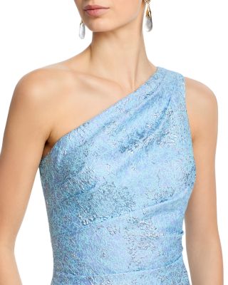 Metallic Jacquard One-Shoulder Gown