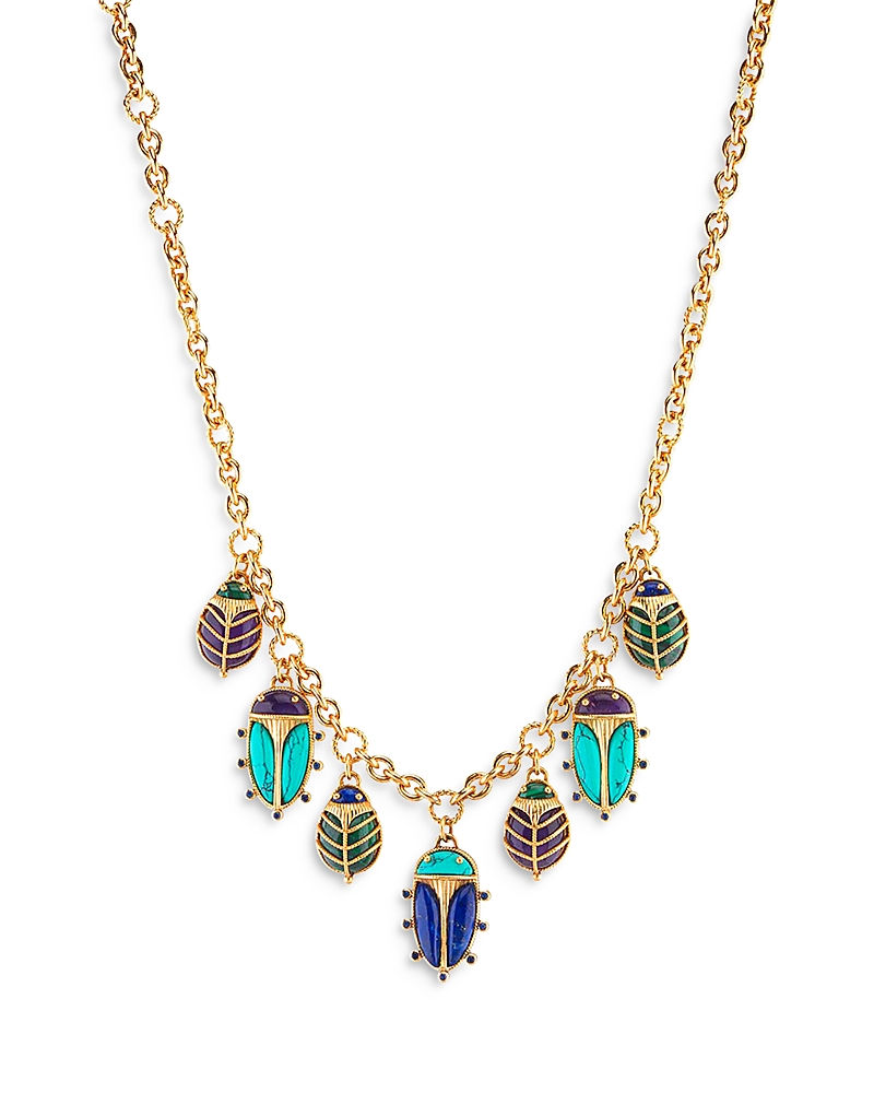Capucine De Wulf Multi Gemstone Scarab Family Charm Necklace, 16