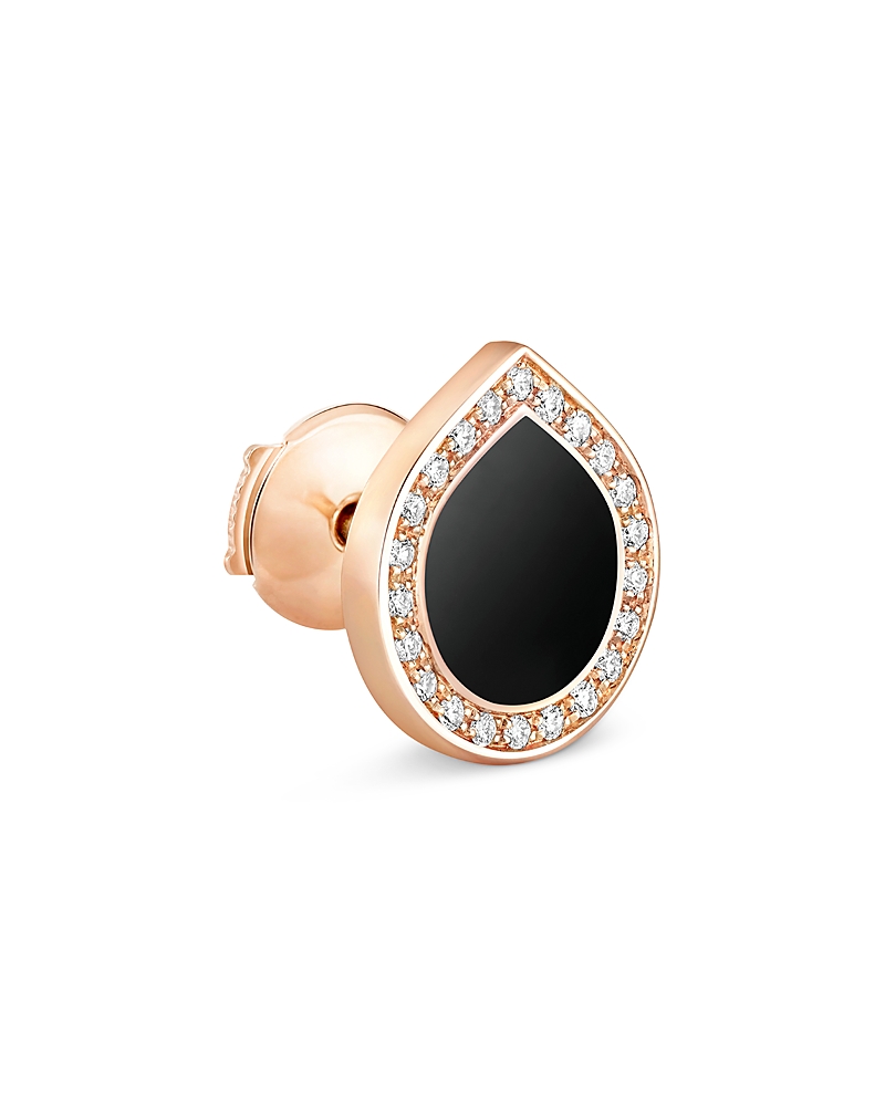 Repossi 18K Rose Gold Antifer Onyx & Diamond Halo Single Stud Earring