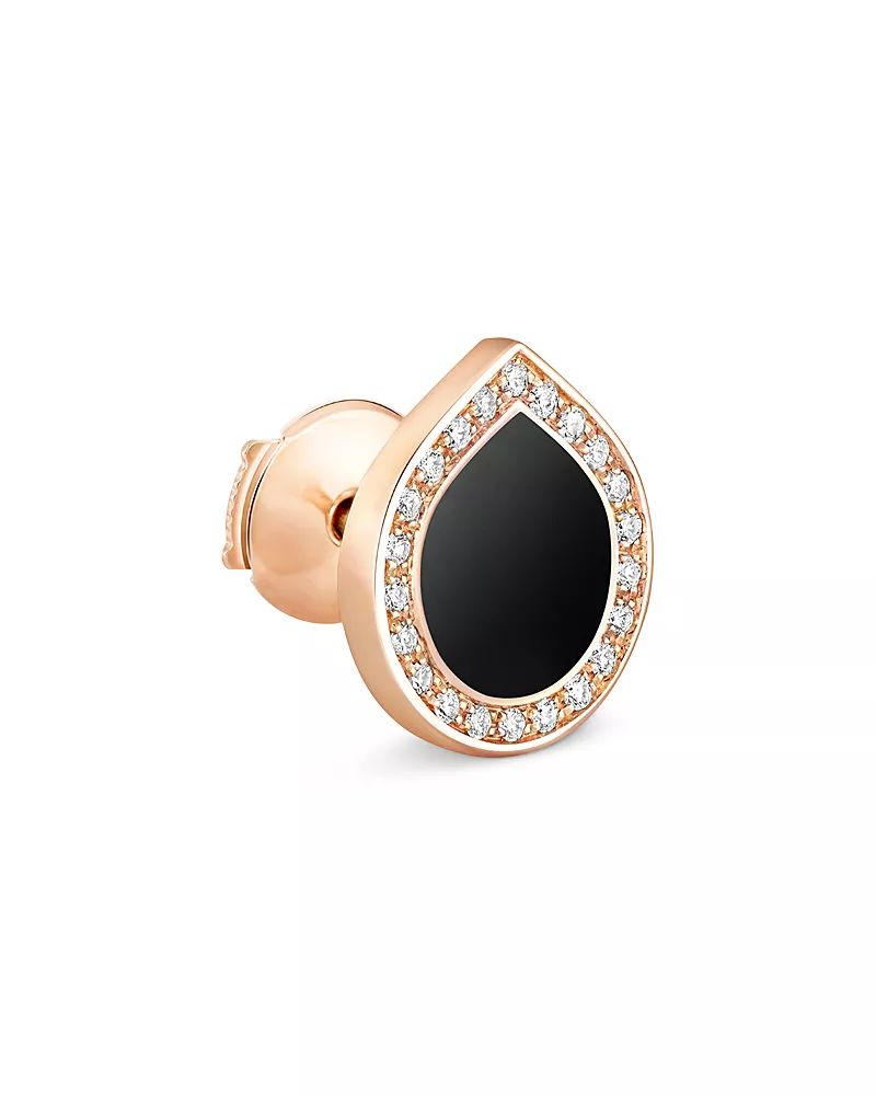Repossi 18K Rose Gold Antifer Onyx & Diamond Halo Single Stud Earring