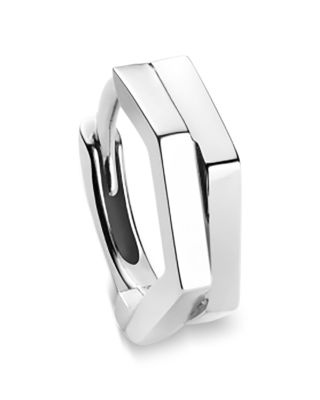 18K Gold Antifer Double Row Single Geometric Huggie Hoop Earring