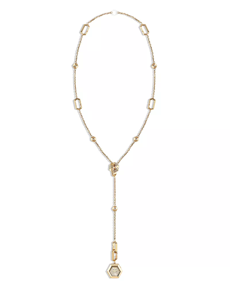Philipp Plein $nake Hexagon Crystal Necklace Watch, 28mm