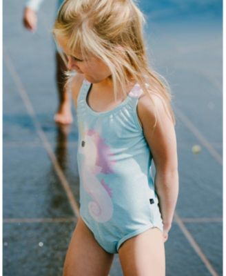 Girls' One-Piece Crossed Straps Graphic Swimsuit - Little Kid