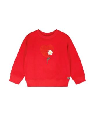 Girls' French Terry Heart and Flower Embroidery Sweatshirt - Big Kid